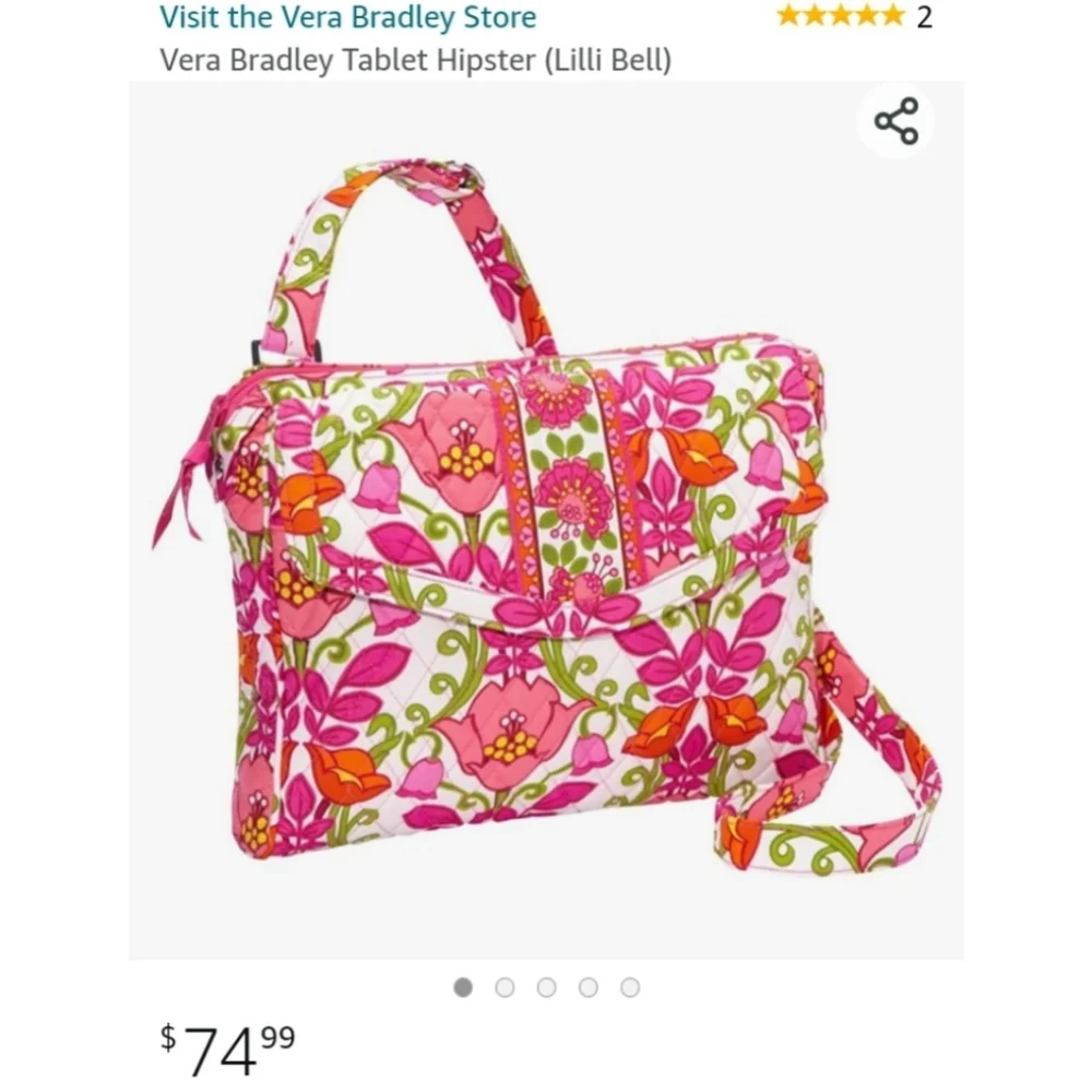 Vera Bradley Laptop Tablet Book Business College Bag Hipster Lilli Bell